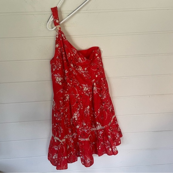 EUC Free People Womens All Mine Mini Red Floral One Shoulder Dress Size Small - Picture 5 of 13